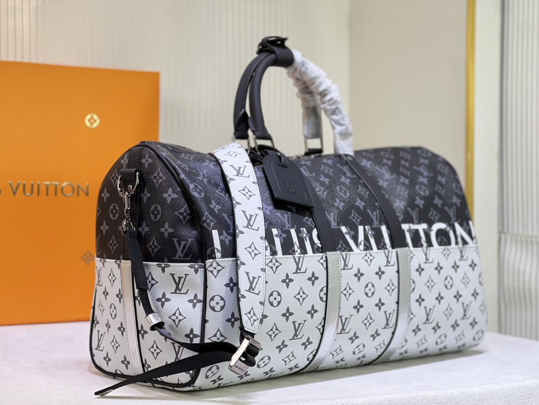 [TOP] Louis Vuitton LV Keepall Travel Bag 50x29x23cm-Black and White