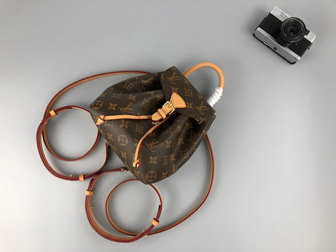 [TOP] Louis Vuitton LV Montsouris Mini BB Monogram Backpack 17×20×10.5CM- Natural