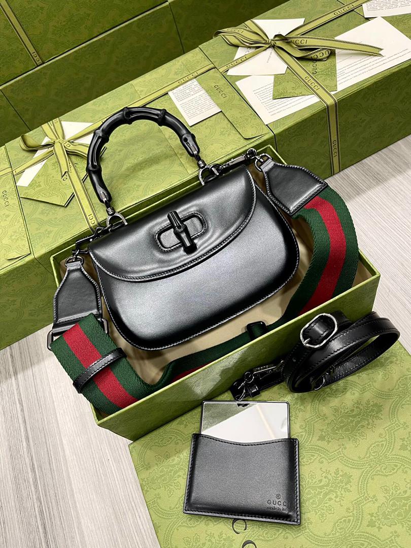 [TOP] GUCCI G*G Bamboo 1947 Small Top Handle - All Black