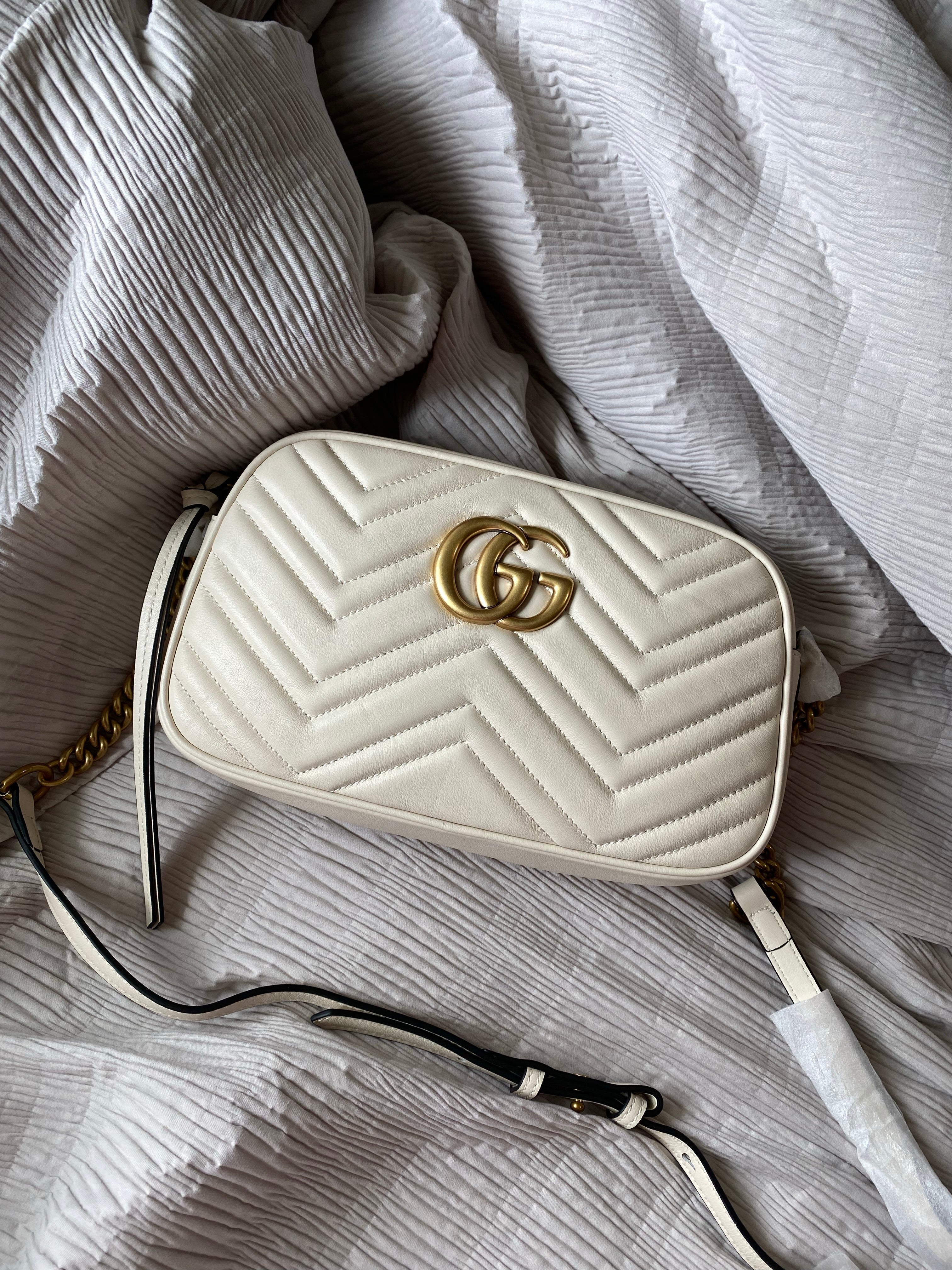 [TOP] GUCCI GG Marmont Bag Matelasse Crossbody Small 26*15*7 - Ivory