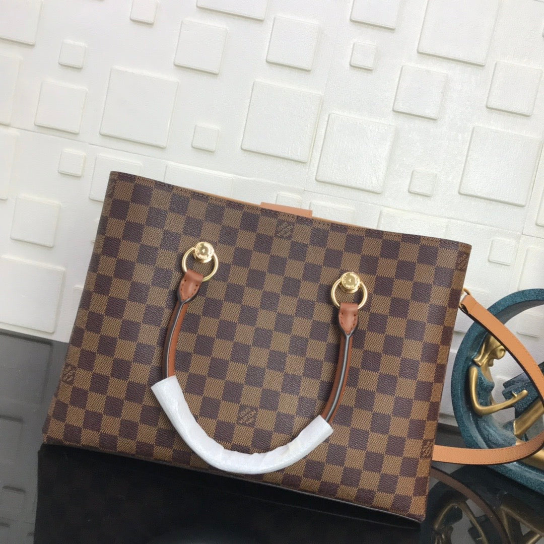 [TOP] Louis Vuitton LV L*V Damier Ebene Riverside 36 x 25.1  x 14.9 cm- Brown