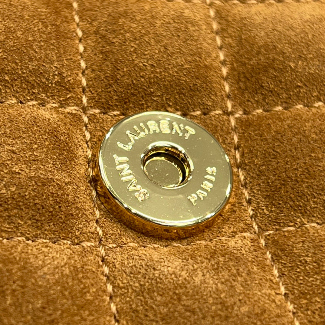 [TOP] Yves Saint Laurent YSL Envelope Small Suede Shearling Bag - Brown