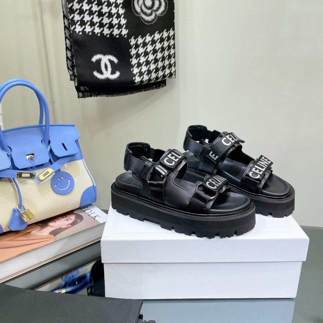 [TOP] CELINE Sandals - Black - Cline