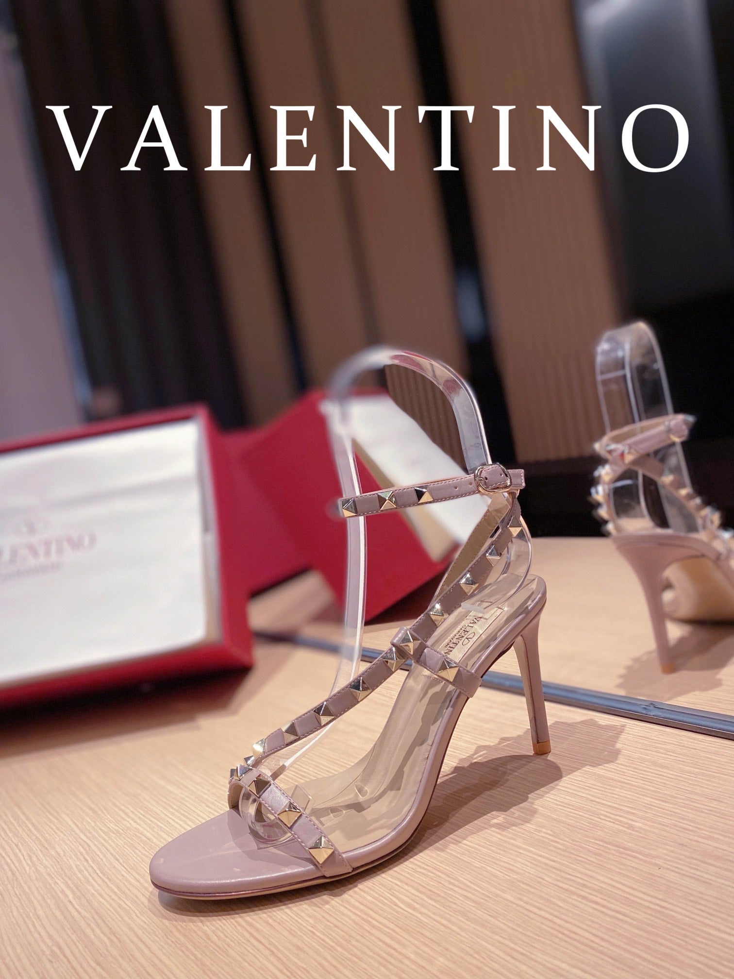 [TOP] VALENTINO  Rockstud Asymmetrical Slingback Sandals - Nude Pink