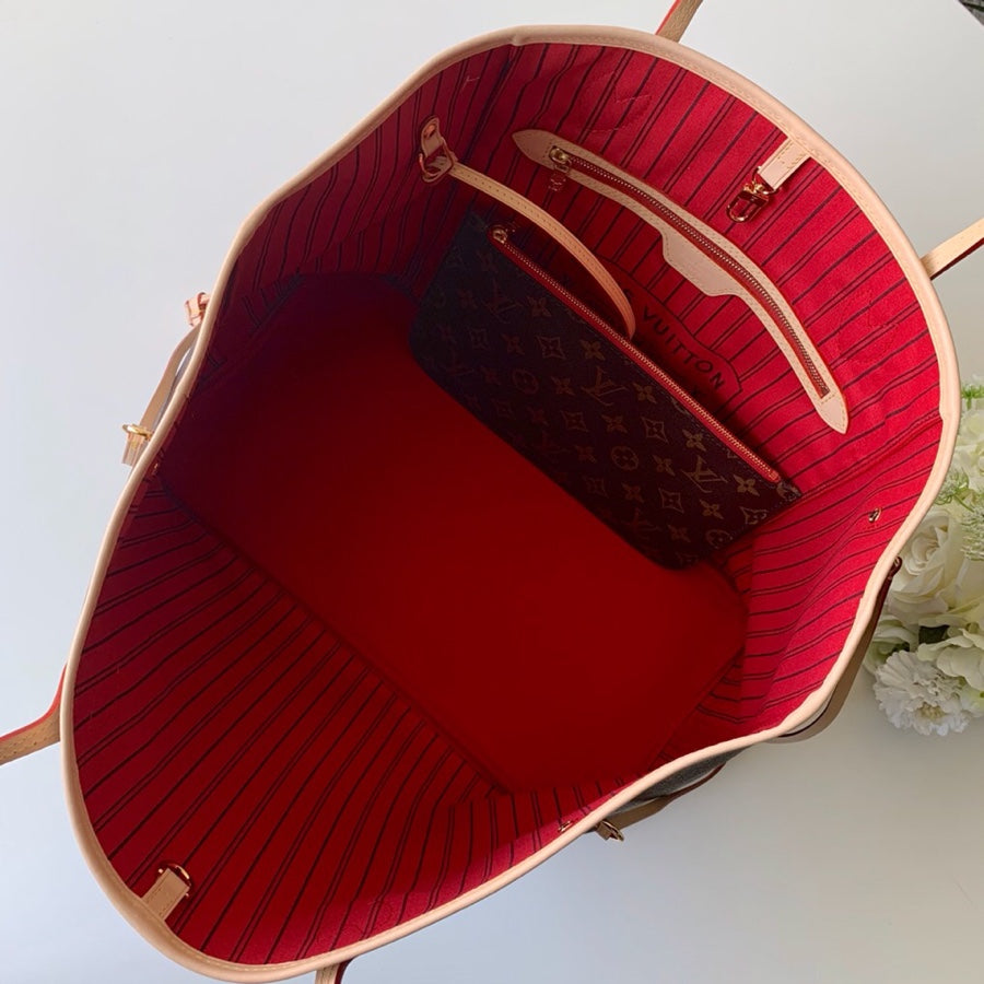 [TOP] Louis Vuitton LV  Neverfull GM Monogram Bag 39x33x20cm - Red