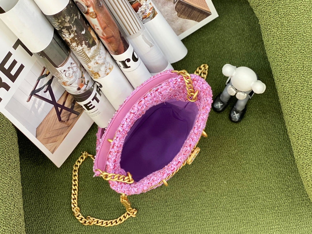 [TOP] CHANEL Bucket Tweed Bag  2022 - Purple
