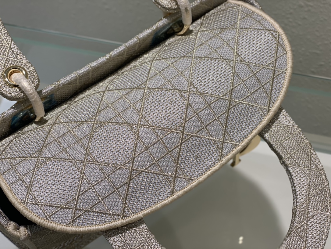 [Top] Christian Dior MINI LADY D-LITE BAG Gold & Pink & Apricot silk embroidery 3 colors