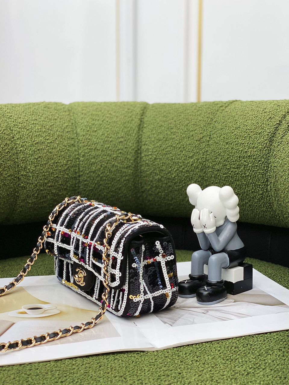 [TOP] CHANEL Classic Flap Bag Sequins Mini 20cm - Black