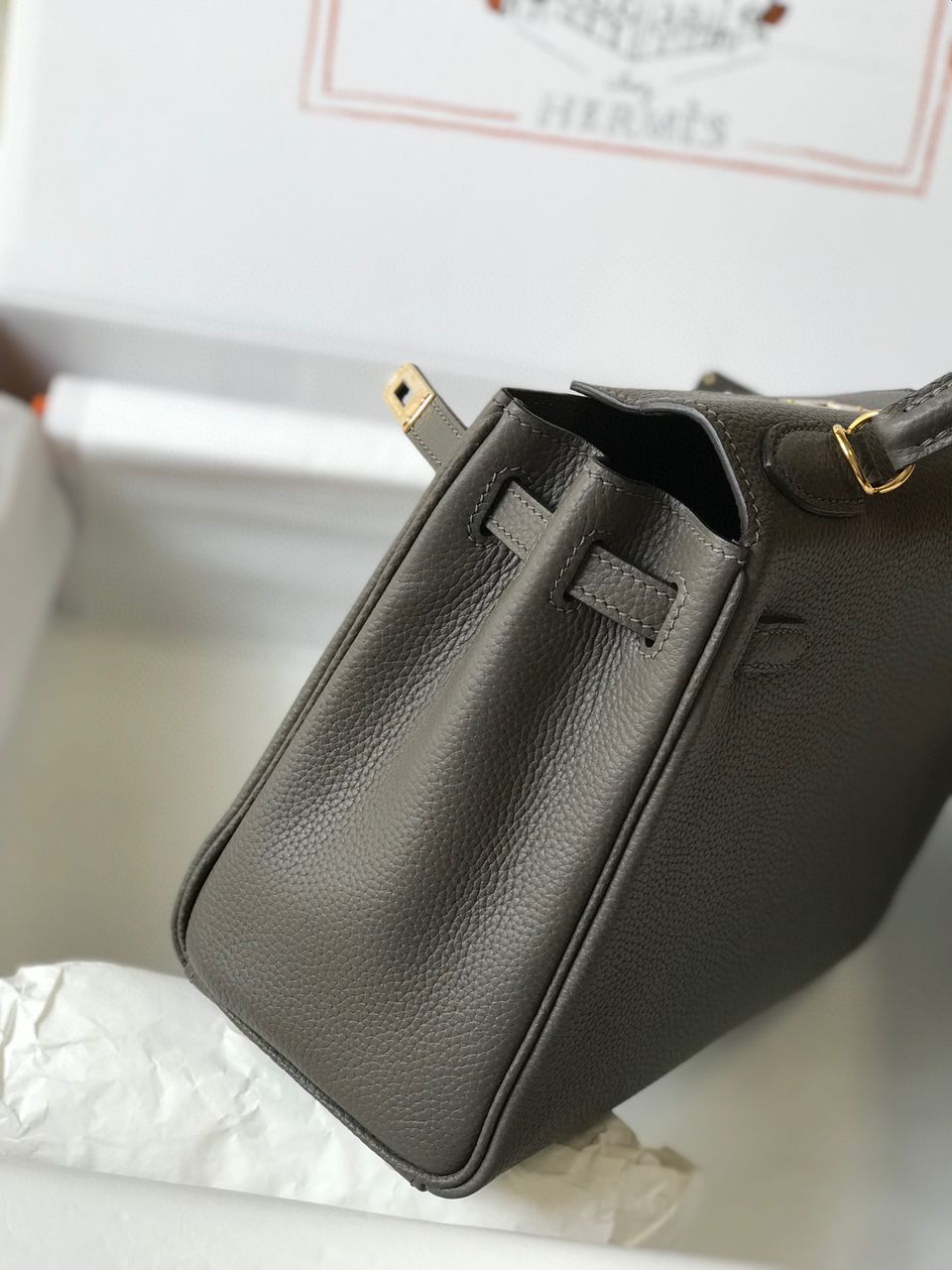 [TOP] HERMES Togo Kelly 28CM - Dark Grey & GHW