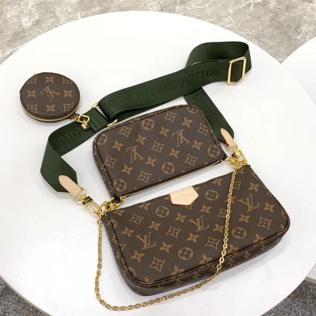 [TOP] Louis Vuitton LV L*V Multi Pochette Accessories Bag 21X12X3cm- Green Strap