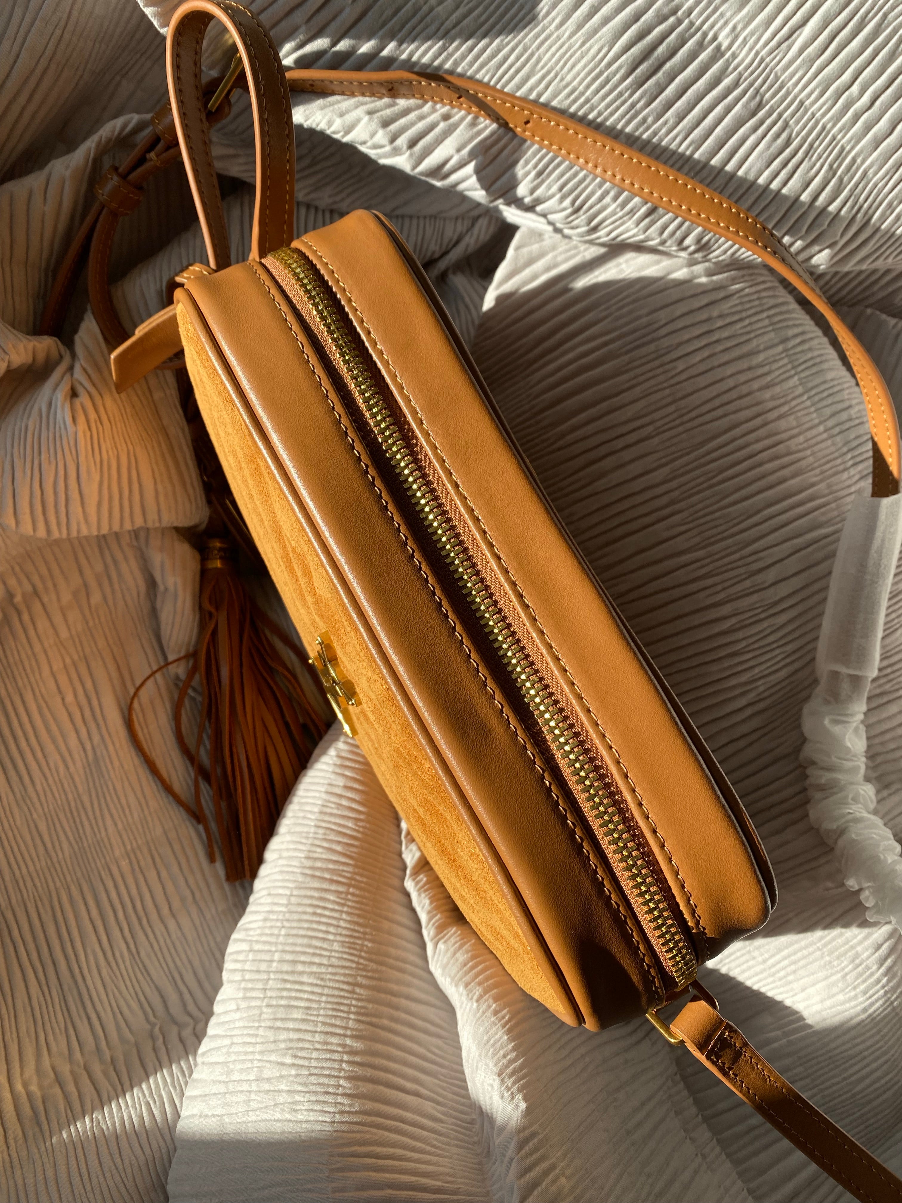 [TOP] Yves Saint Laurent YSL Loulou Camera Bag in Quilted Suede 23.5*16*7CM- BROWN