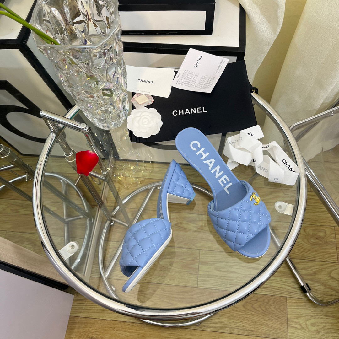 [TOP] CHANEL mules lambskin - Light Purple