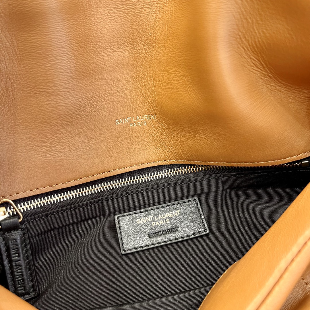 [TOP] Yves Saint Laurent YSL Loulou Puffer Shoulder Bag - Brown