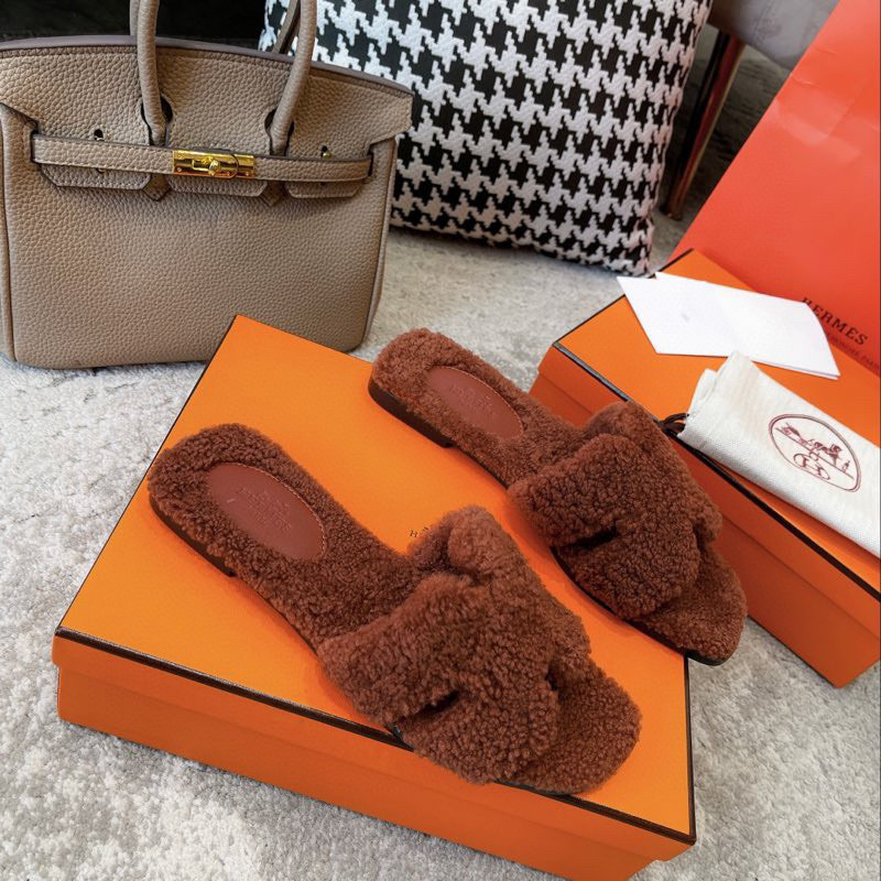 [TOP] HERMES Oran Shearling Sandals - Collection