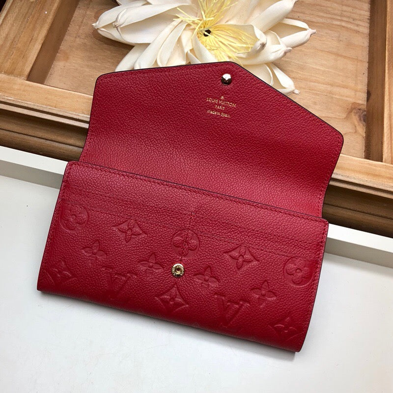 [TOP] Louis Vuitton LV  Sarah Empreinte Wallet - Red