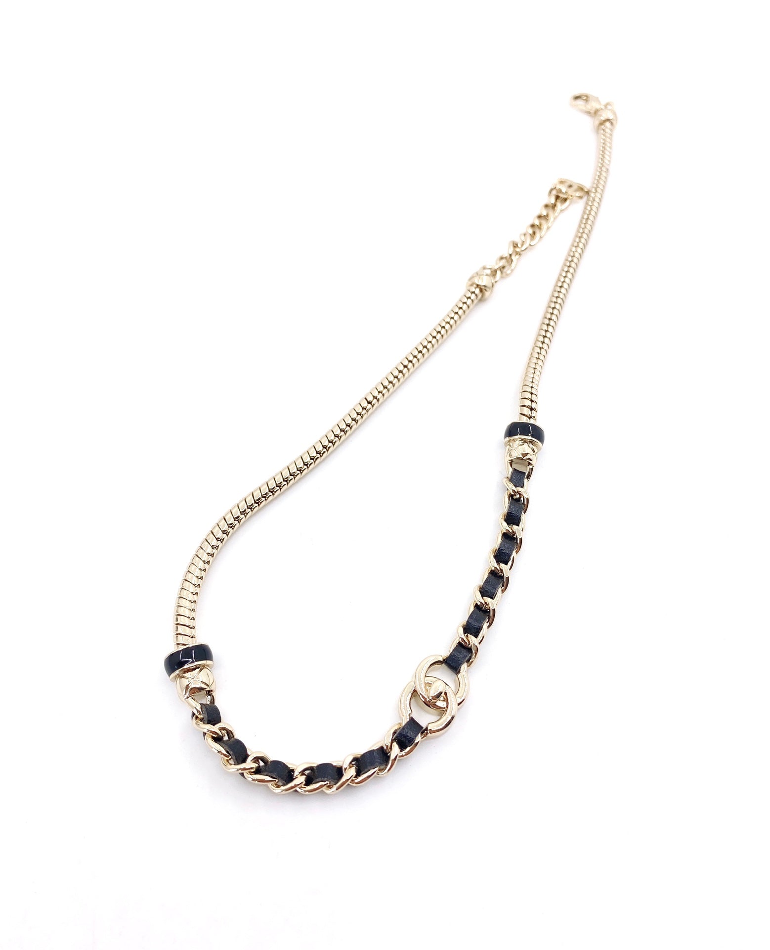 [TOP] CHANEL Turnlock Choker Necklace - Gold and Black
