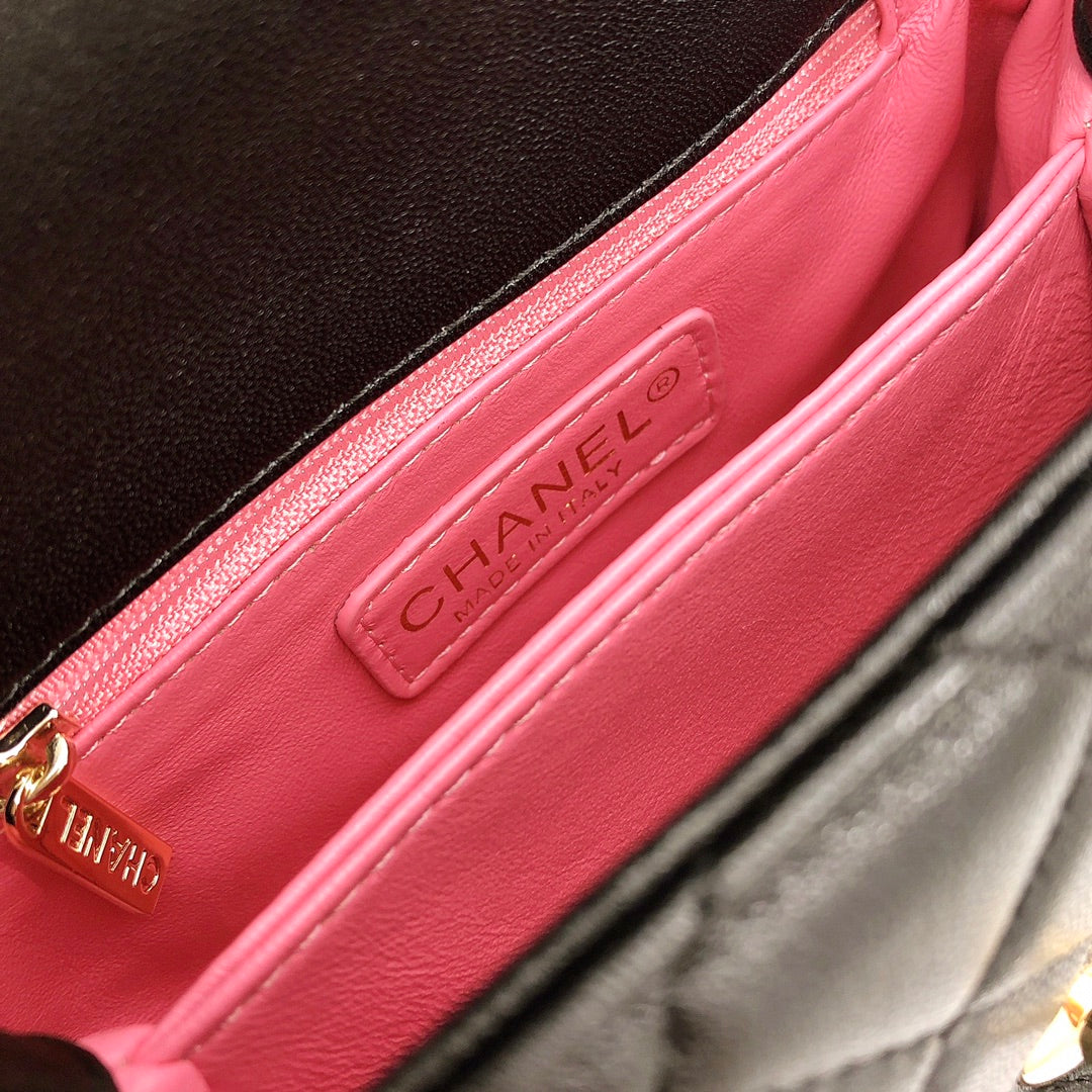 [TOP] CHANEL Coco Handle Bag Rainbow Top Small 19cm - Black & GHW