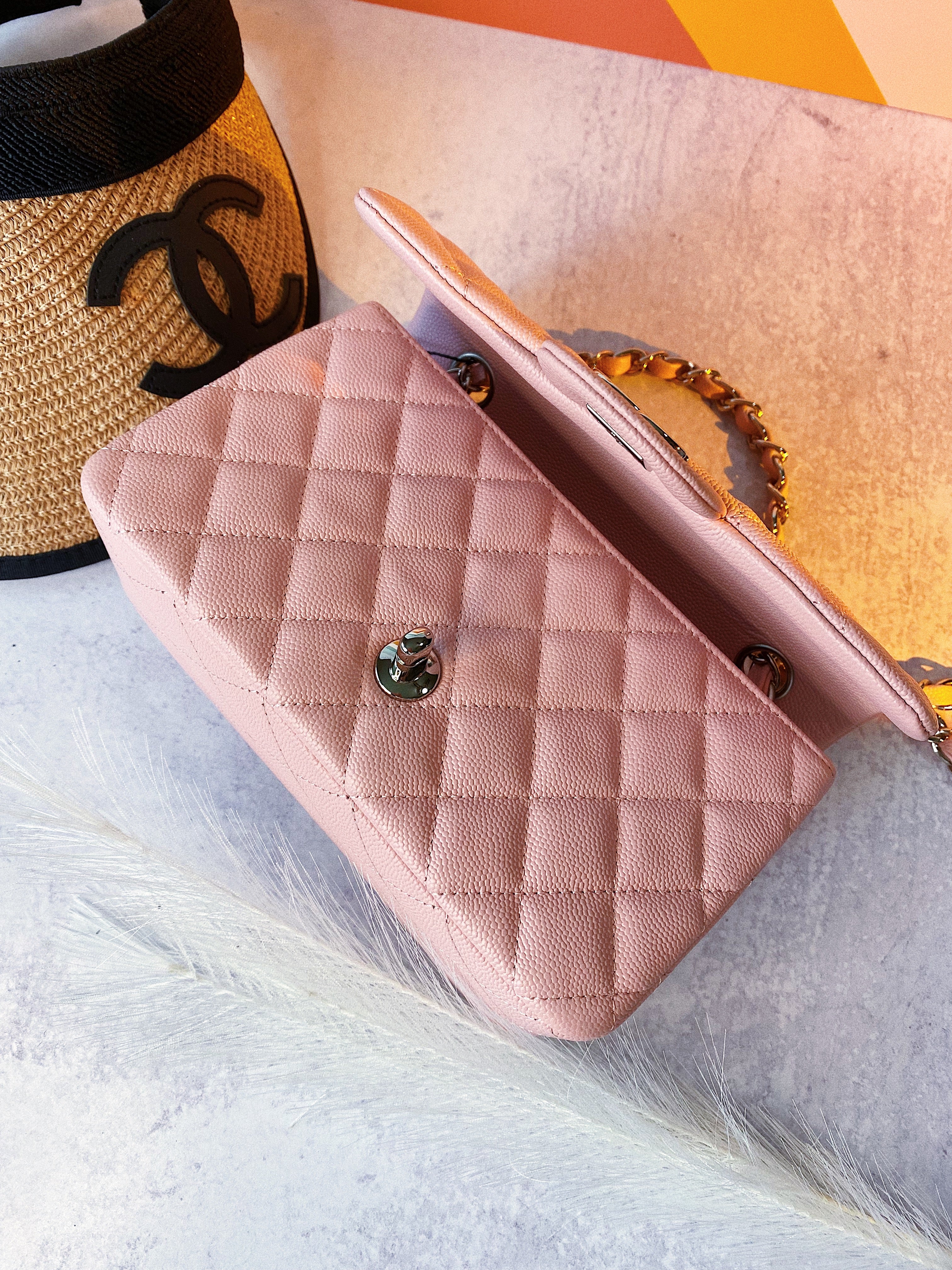 [TOP] CHANEL Classic Flap Bag Caviar Mini 20cm - Pink & SHW