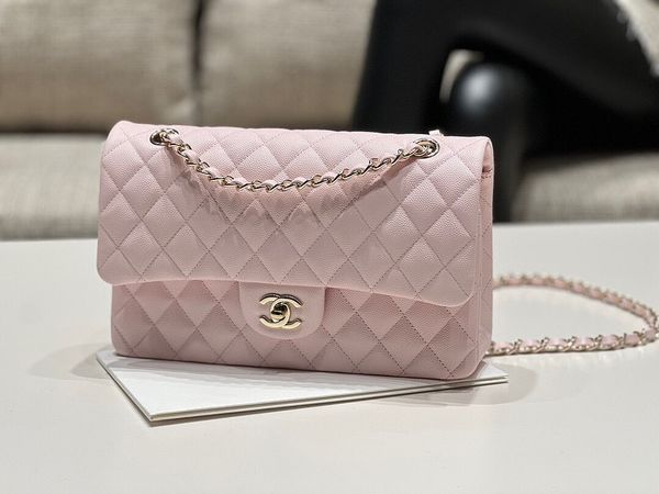 [TOP] CHANEL Classic Flap Bag Caviar Medium 25.5cm – Light Pink & GHW
