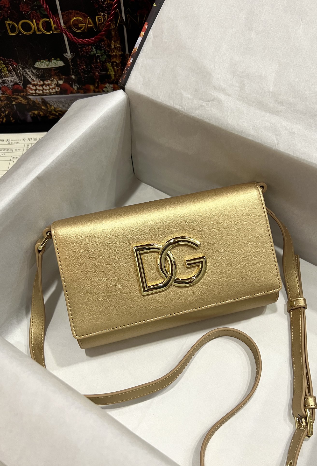 [TOP] Dolce & Gabbana D&G Polished Calfskin 3.5 Bag  21*13*3.5 - 3 Color