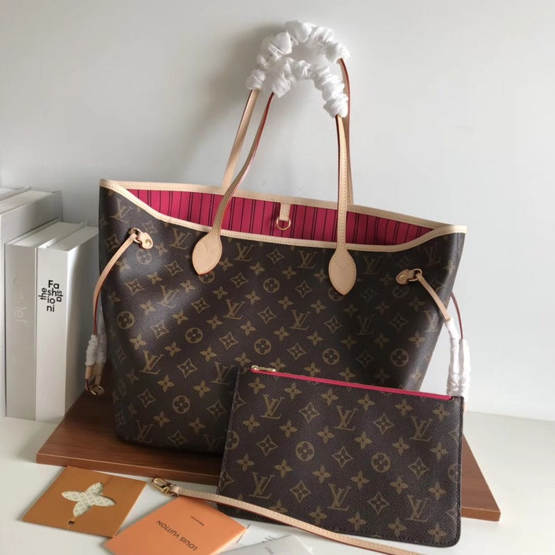 [TOP] Louis Vuitton LV LV Neverfull MM Bag - Fuchsia