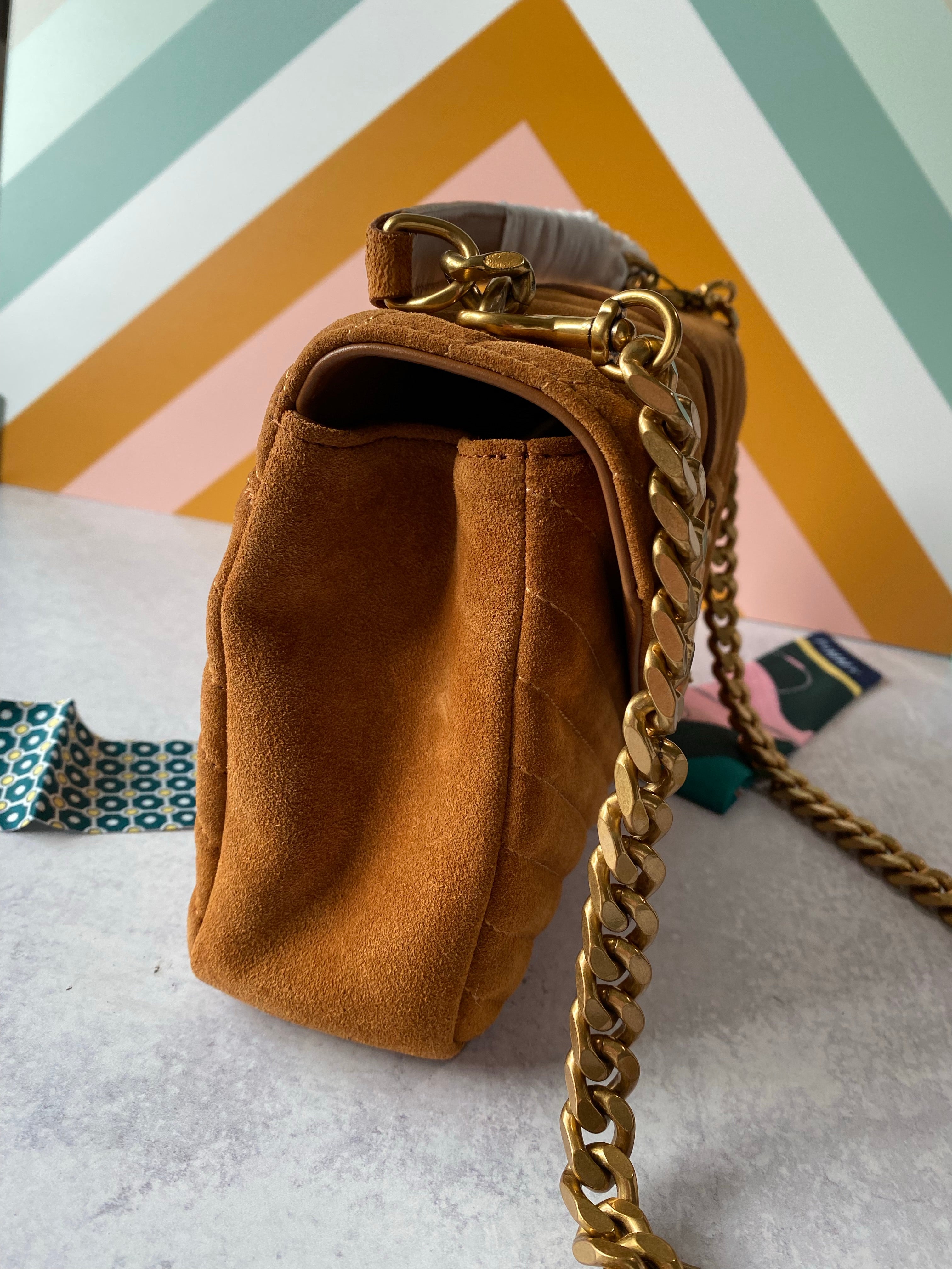 [TOP] Yves Saint Laurent YSL College Suede Small Bag - Brown