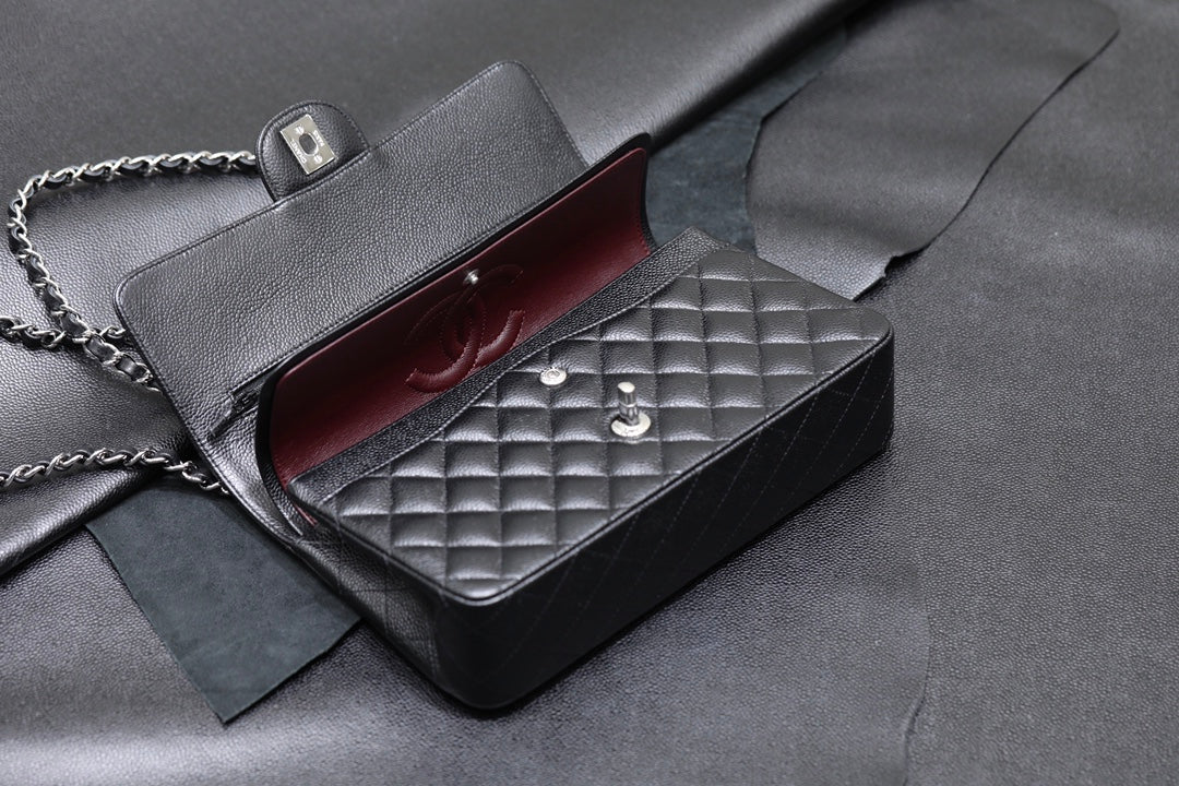 [TOP] CHANEL Classic Flap Bag Caviar Medium 25.5cm – Black & SHW