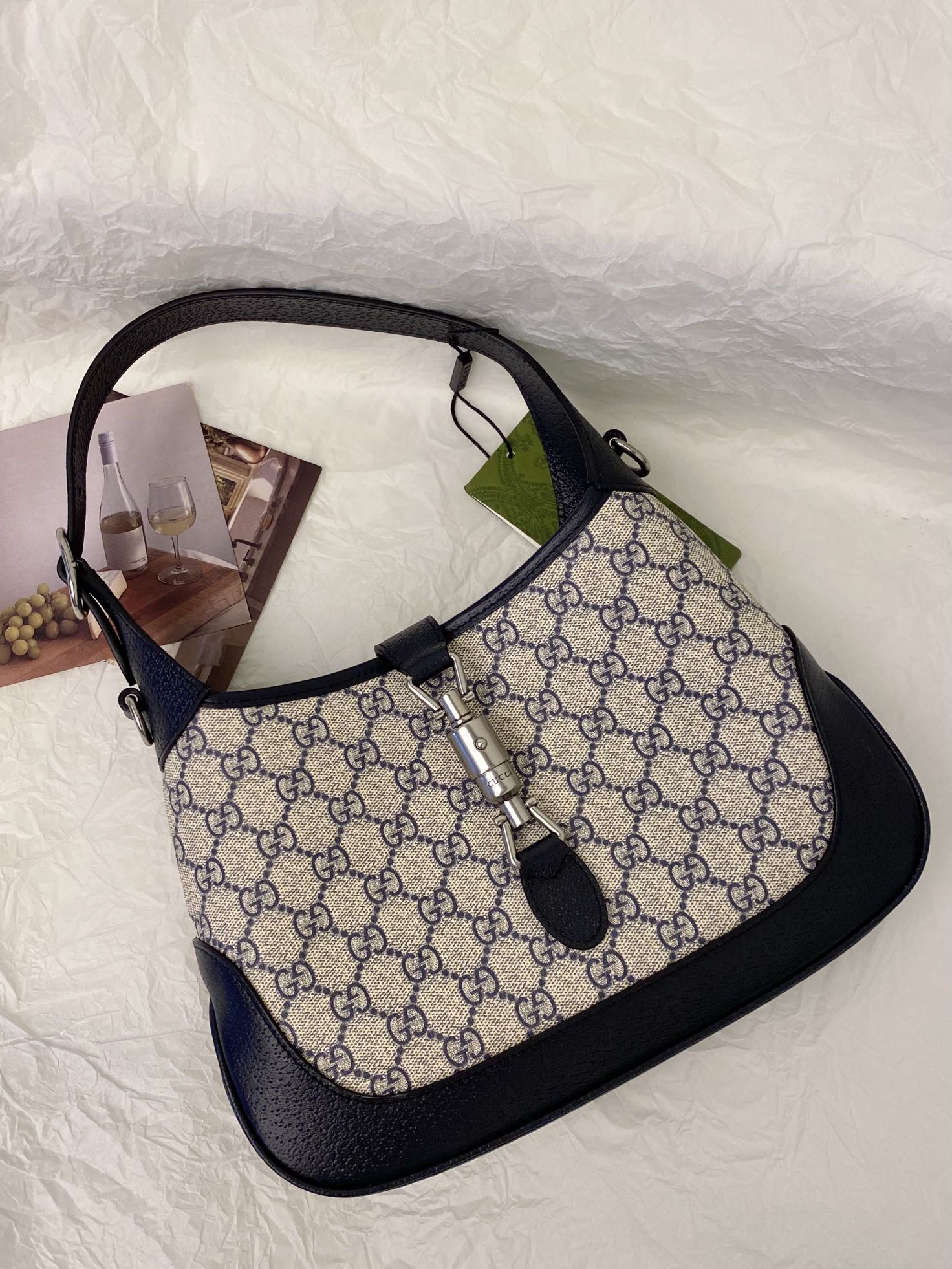 [TOP] GUCCI G*G Jackie 1961 Small Bag 27.5x19x4cm - Blue/Beige