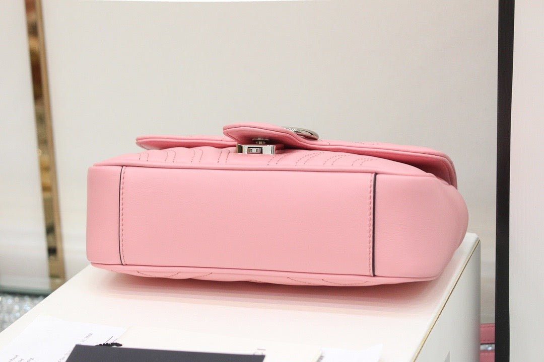 [TOP] GUCCI G*G Marmont Matelasse Bag Mini 22cm - Pink w SHW