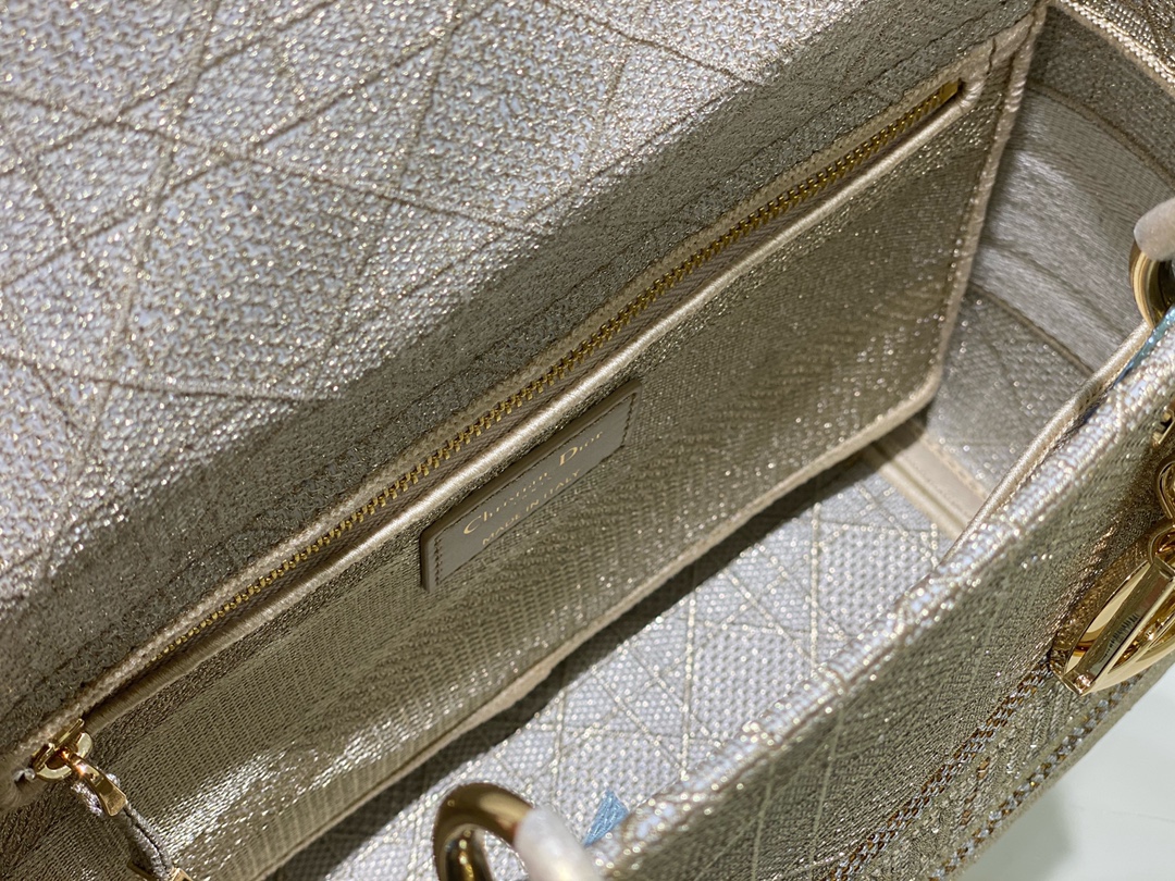 [Top] Christian Dior MINI LADY D-LITE BAG Gold & Pink & Apricot silk embroidery 3 colors