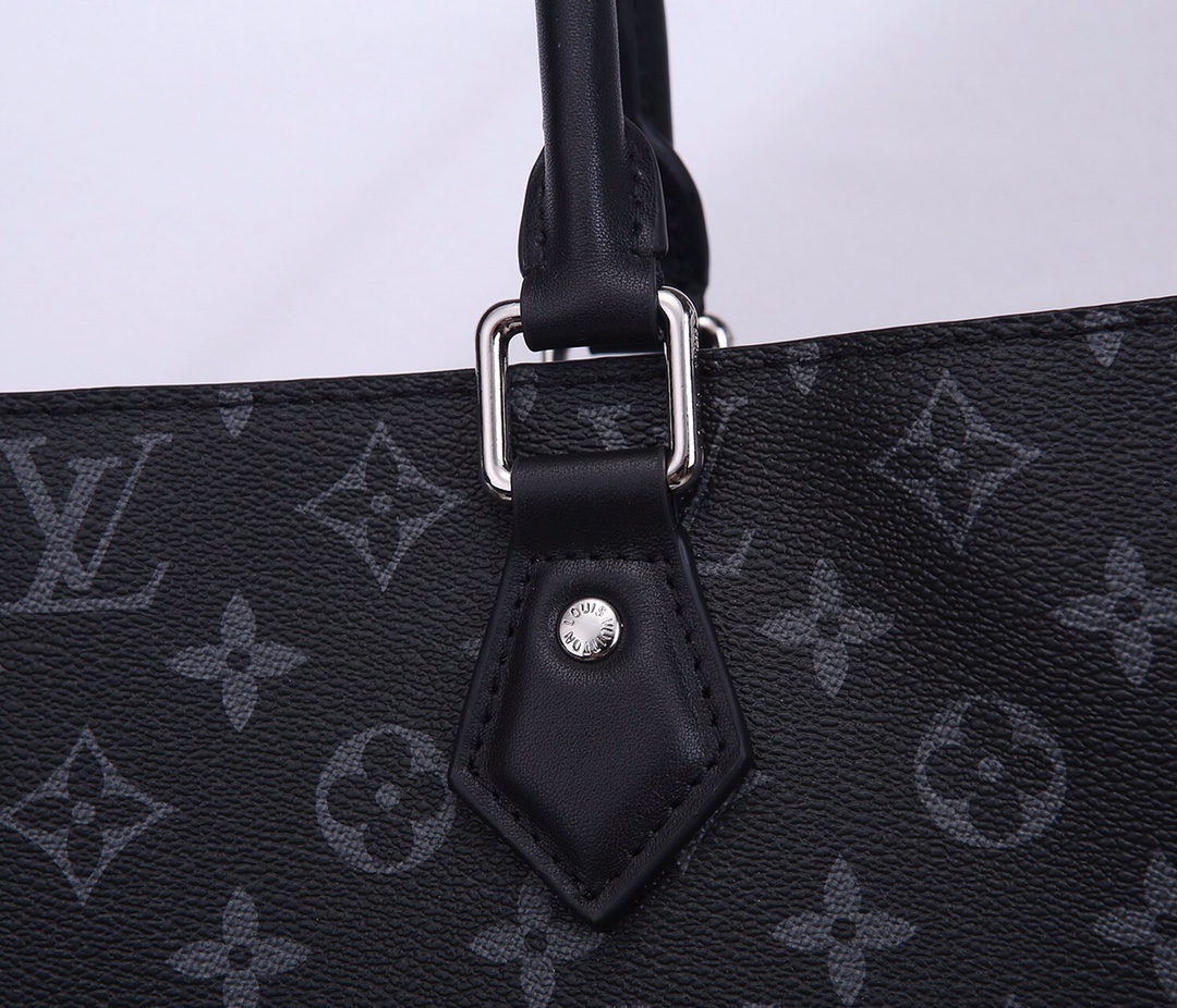 [TOP] Louis Vuitton LV Sac Plat Monogram Eclipse Tote Bag 34x42x14cm-Black