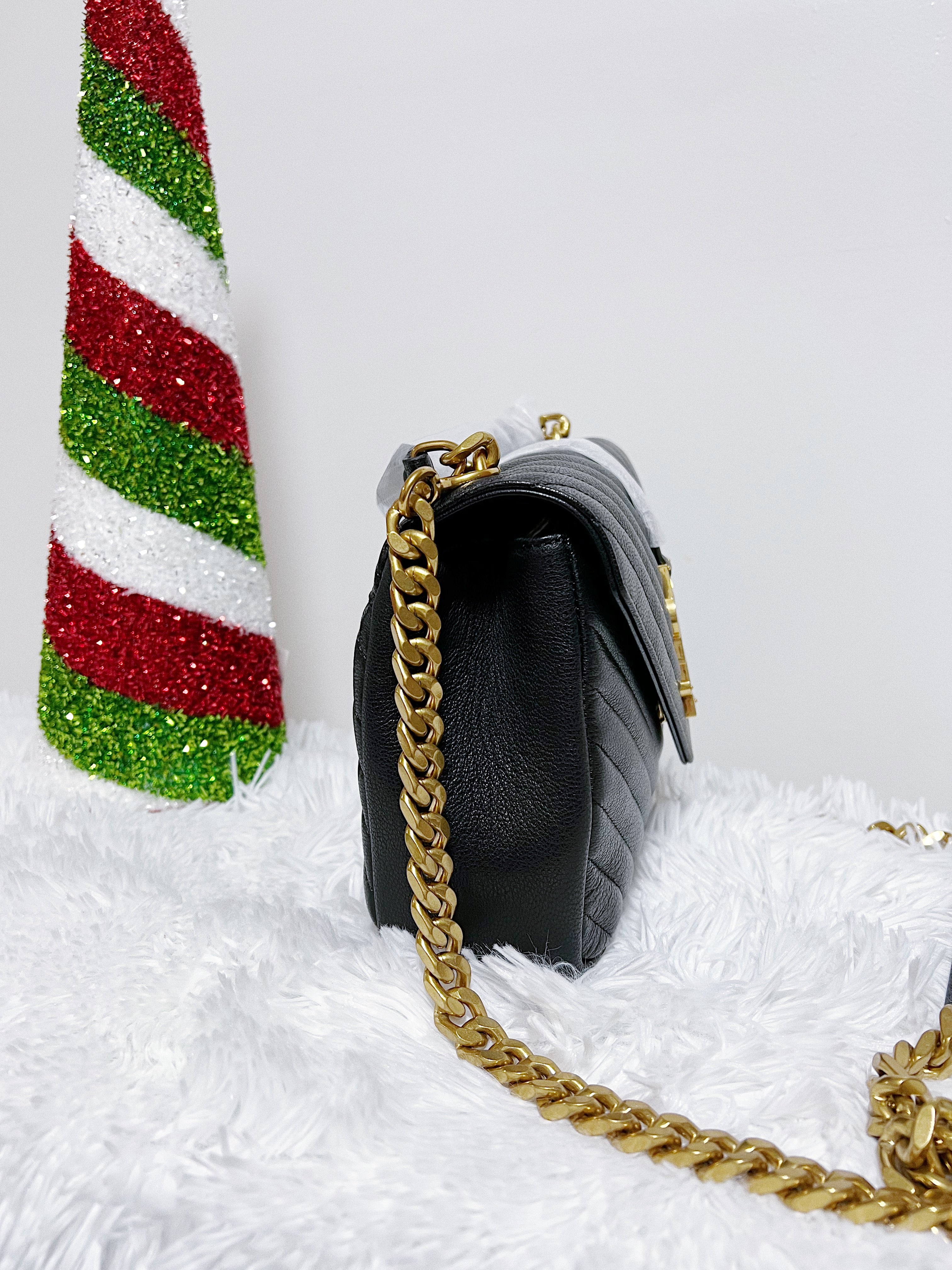 [TOP] Yves Saint Laurent YSL College Small Bag - Black w GHW