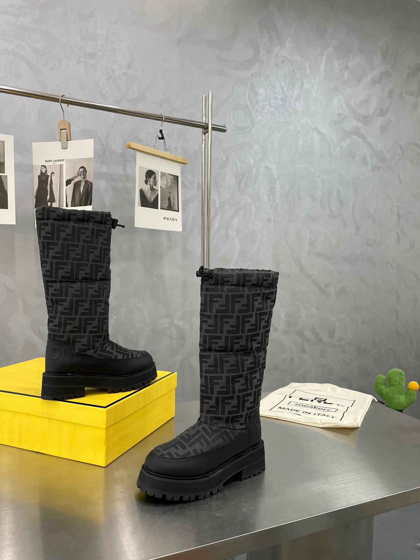 [TOP] FENDI Monogram Quilted Boots