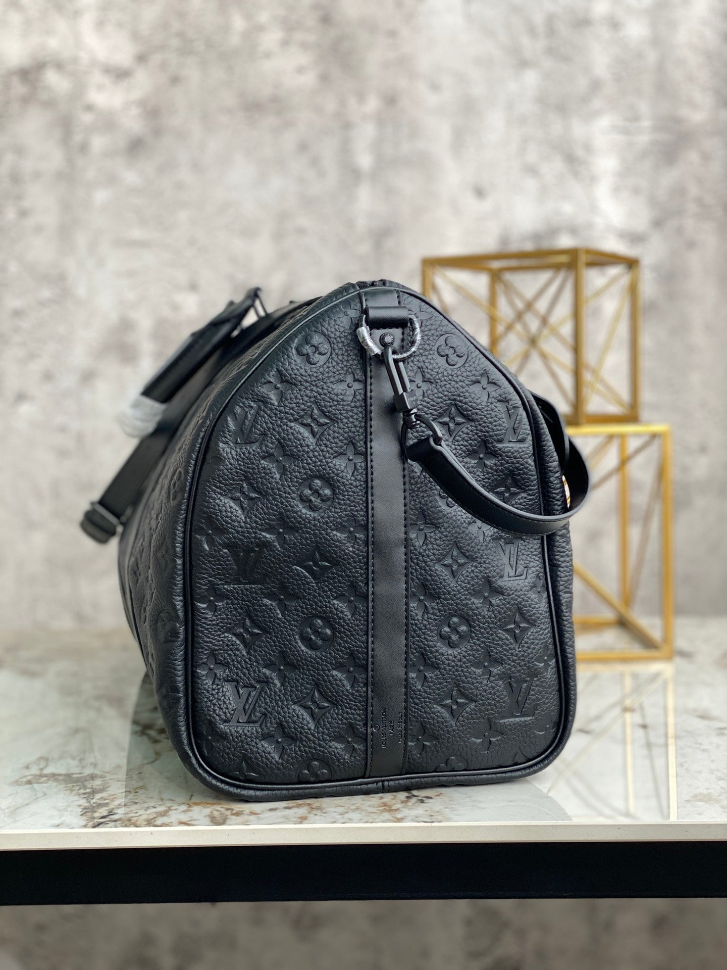 [TOP] Louis Vuitton LV Loui$ Vu!tt0n Keepall Travel Bag 50cm - Taurillon Empreinte Black