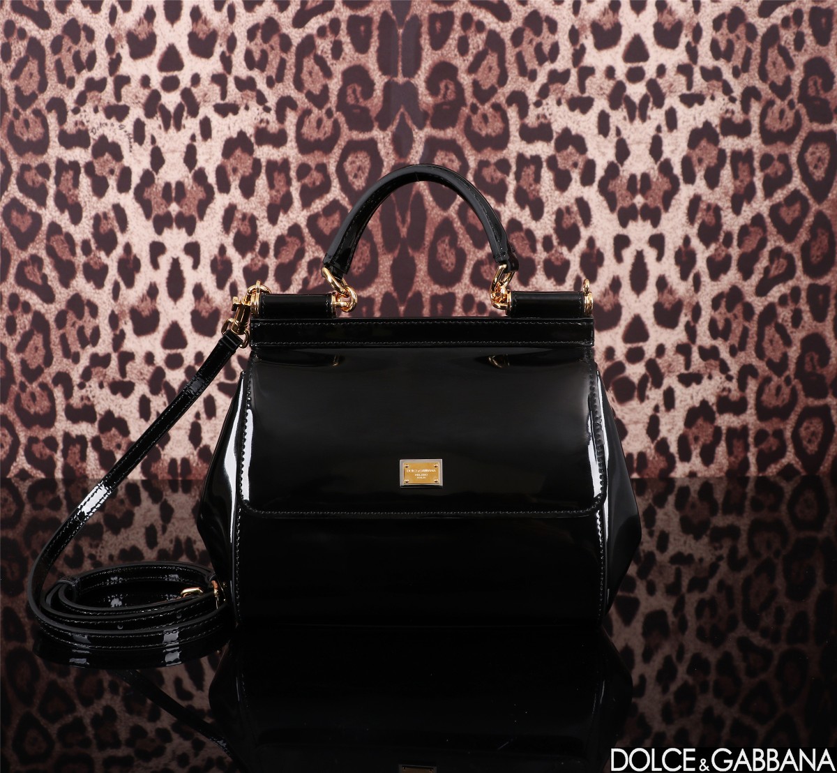 [TOP] Dolce & Gabbana D&G  Polished Calfskin Sicily Bag 18cm/20cm/29cm - Black