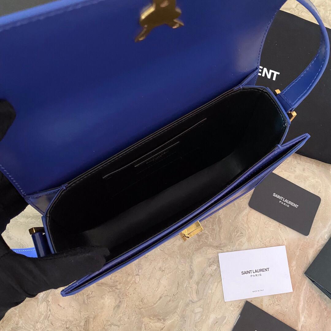 [TOP] Yves Saint Laurent YSL Solferino Medium Shoulder Bag - Blue Charron