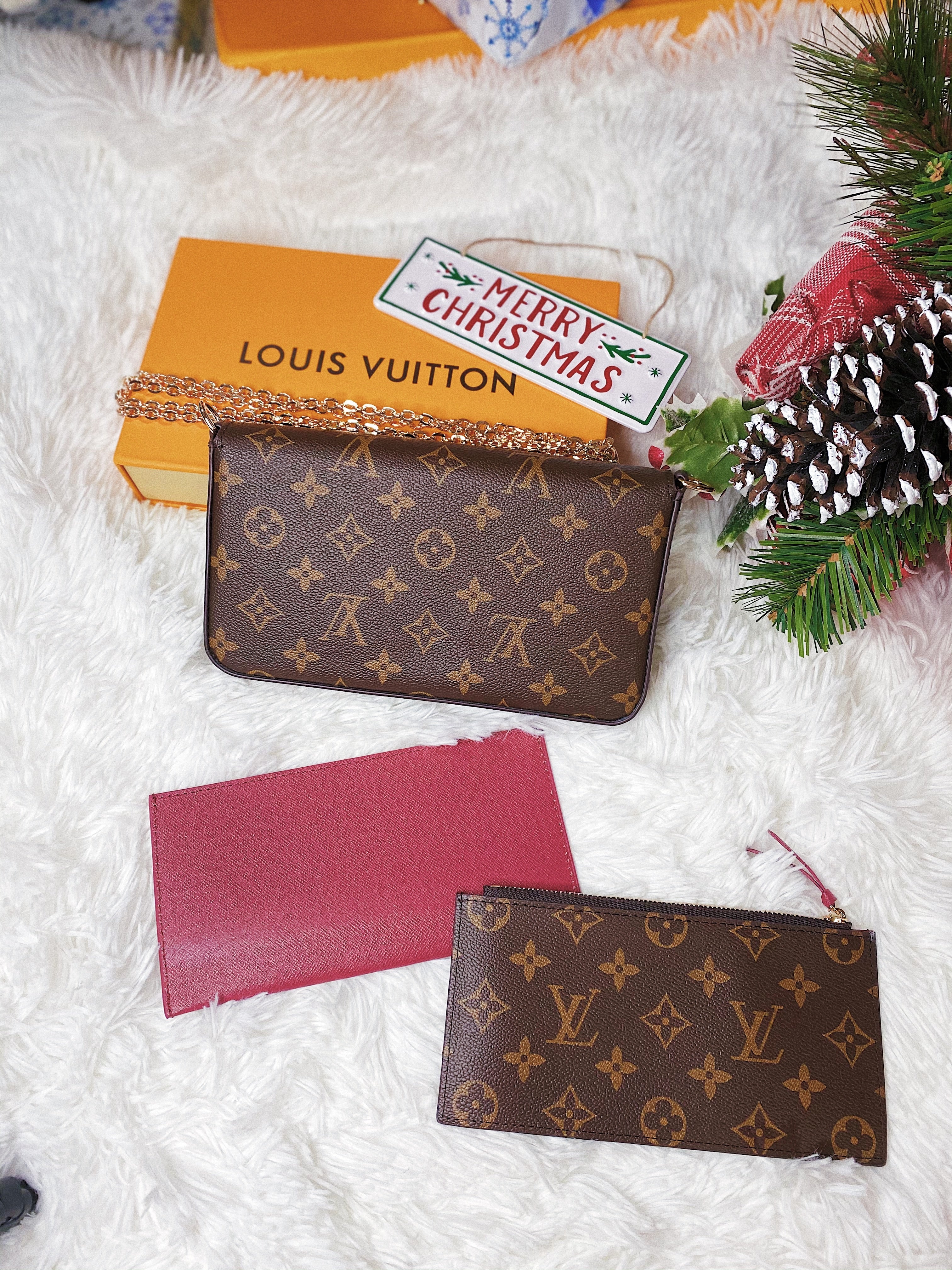 [TOP] Louis Vuitton LV £V Felicie Bag 21X12X3cm- DARK PINK