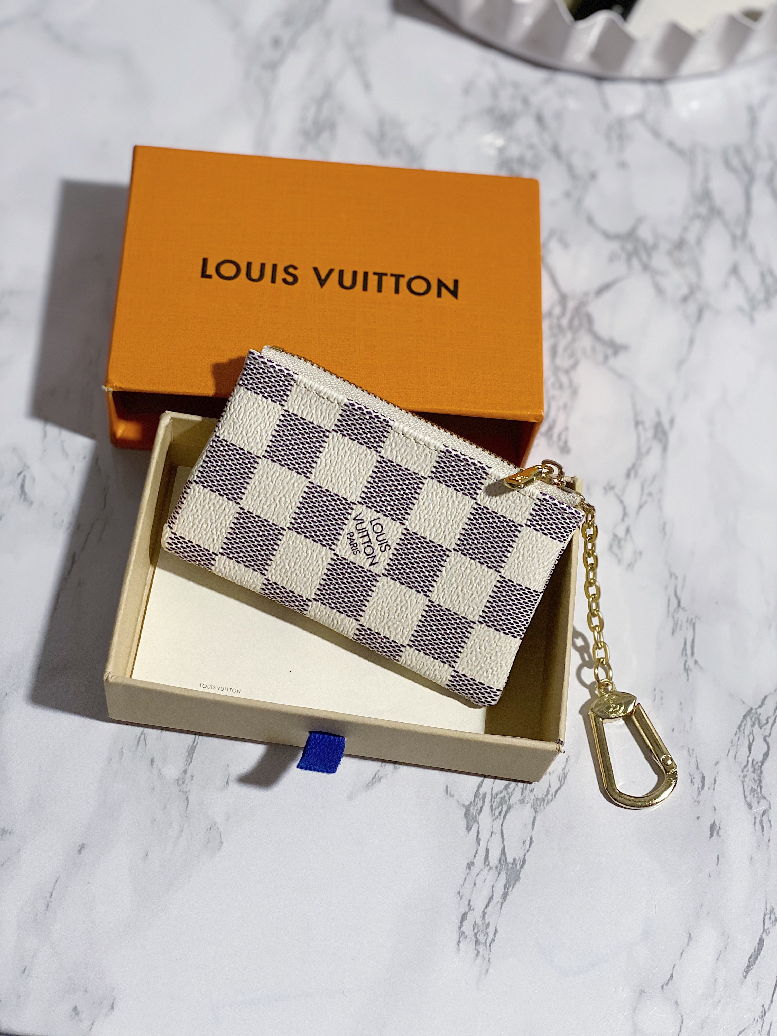 [TOP] Louis Vuitton LV LV Key Pouch - Damier Azur