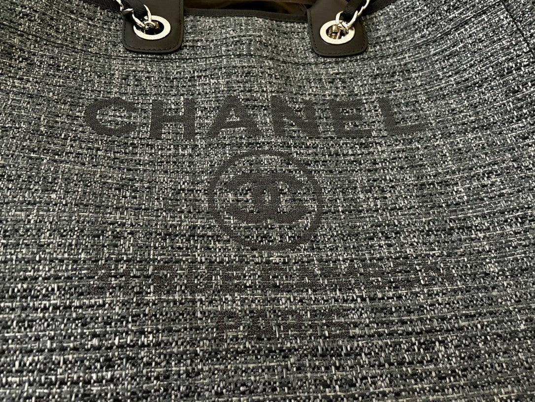 [TOP] CHANEL Deauville Top Handle Tote 39×30×22cm - Charcoal