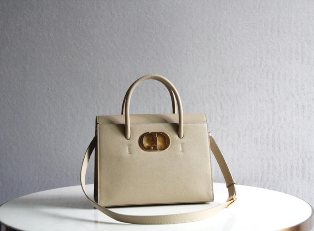 [TOP] Christian Dior Large St Honoré Tote Bag Grained Calfskin - Apricot