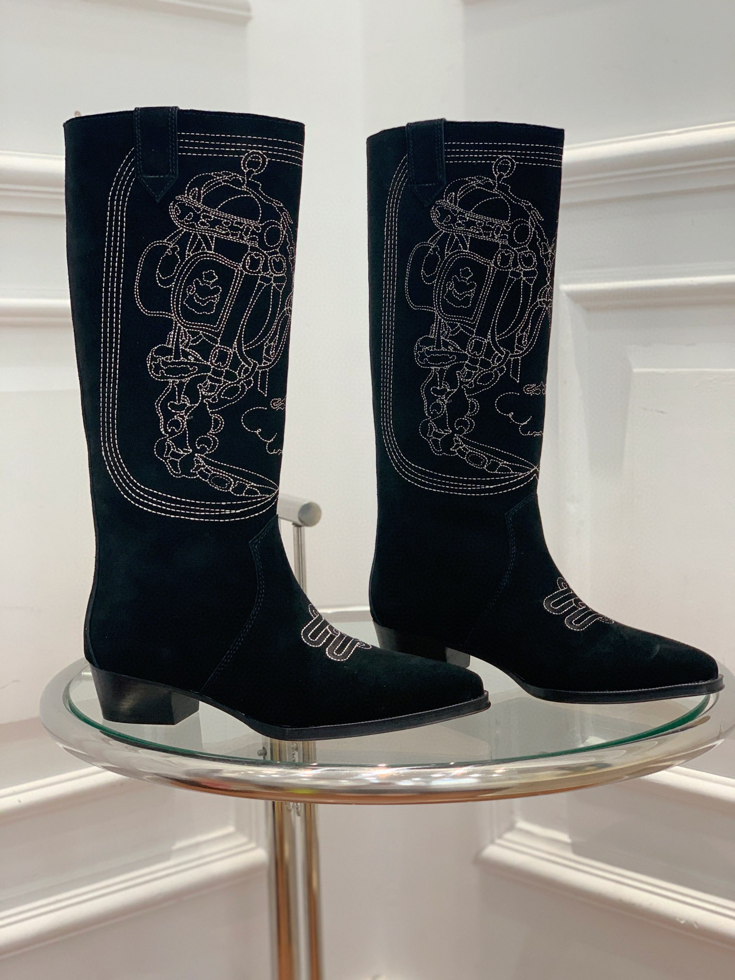 [TOP] HERMES Cow Boy Boots - Brown/Black/Black Suede