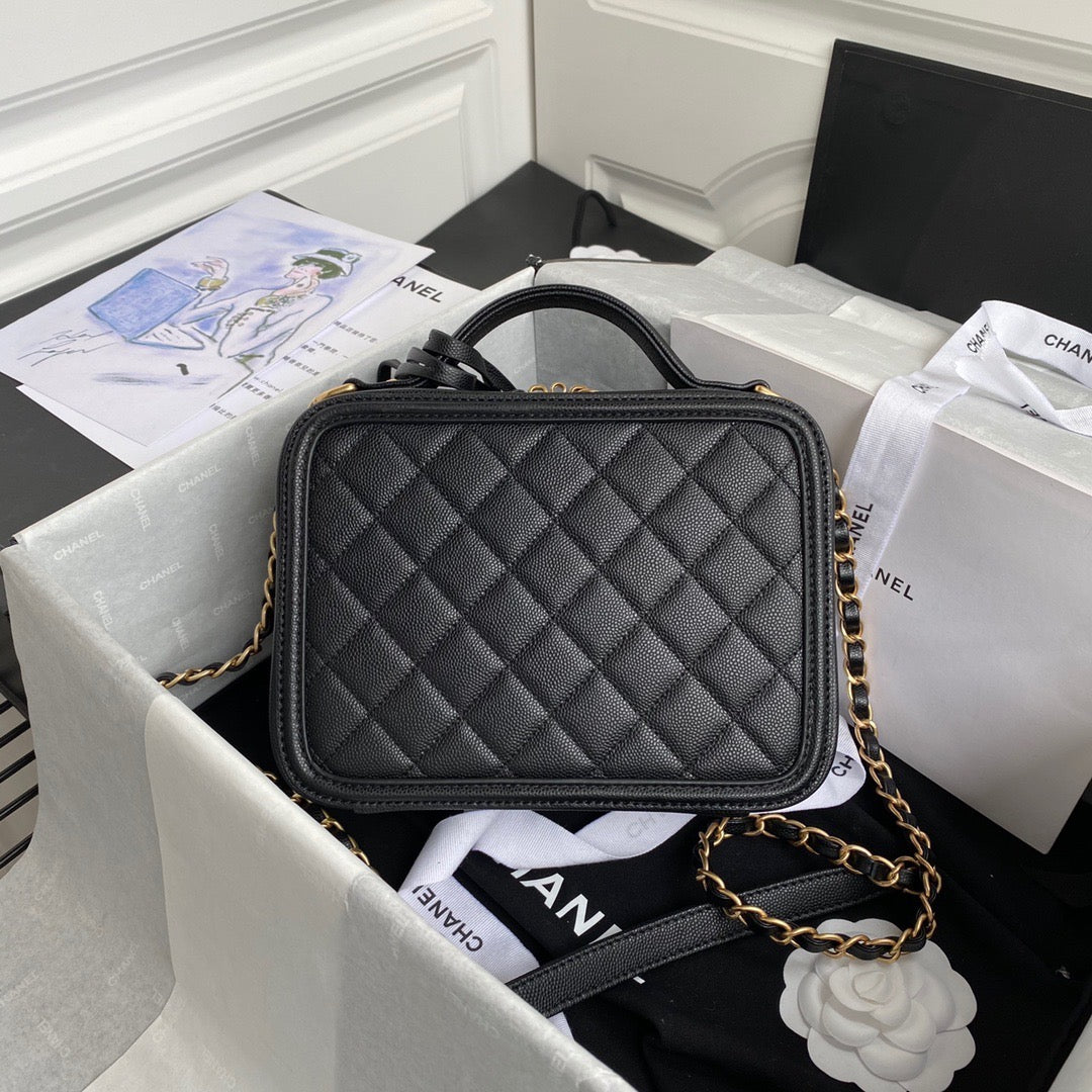 [TOP] CHANEL Vanity Case Bag Small - Black & GHW