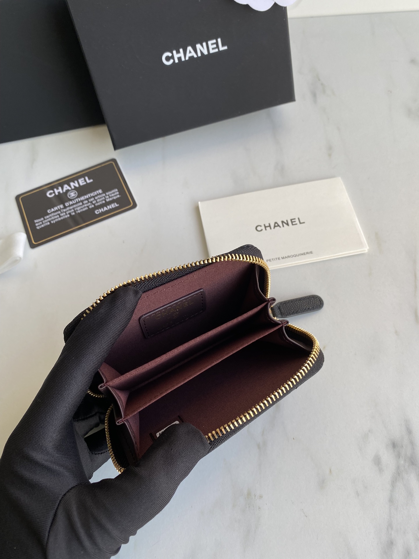 [TOP] CHANEL Zipper Leather Wallet - GHW&SHW - Black
