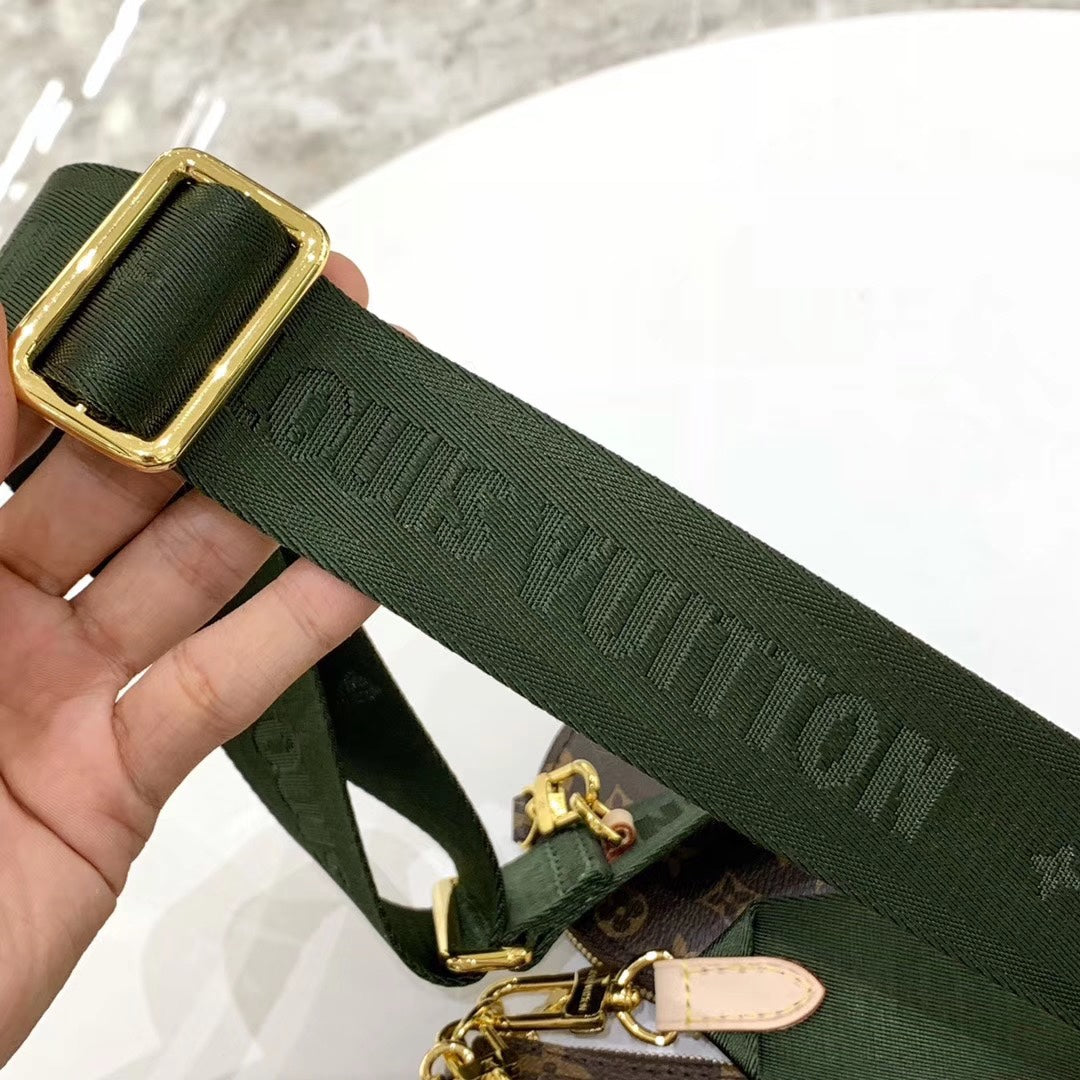 [TOP] Louis Vuitton LV L*V Multi Pochette Accessories Bag 21X12X3cm- Green Strap