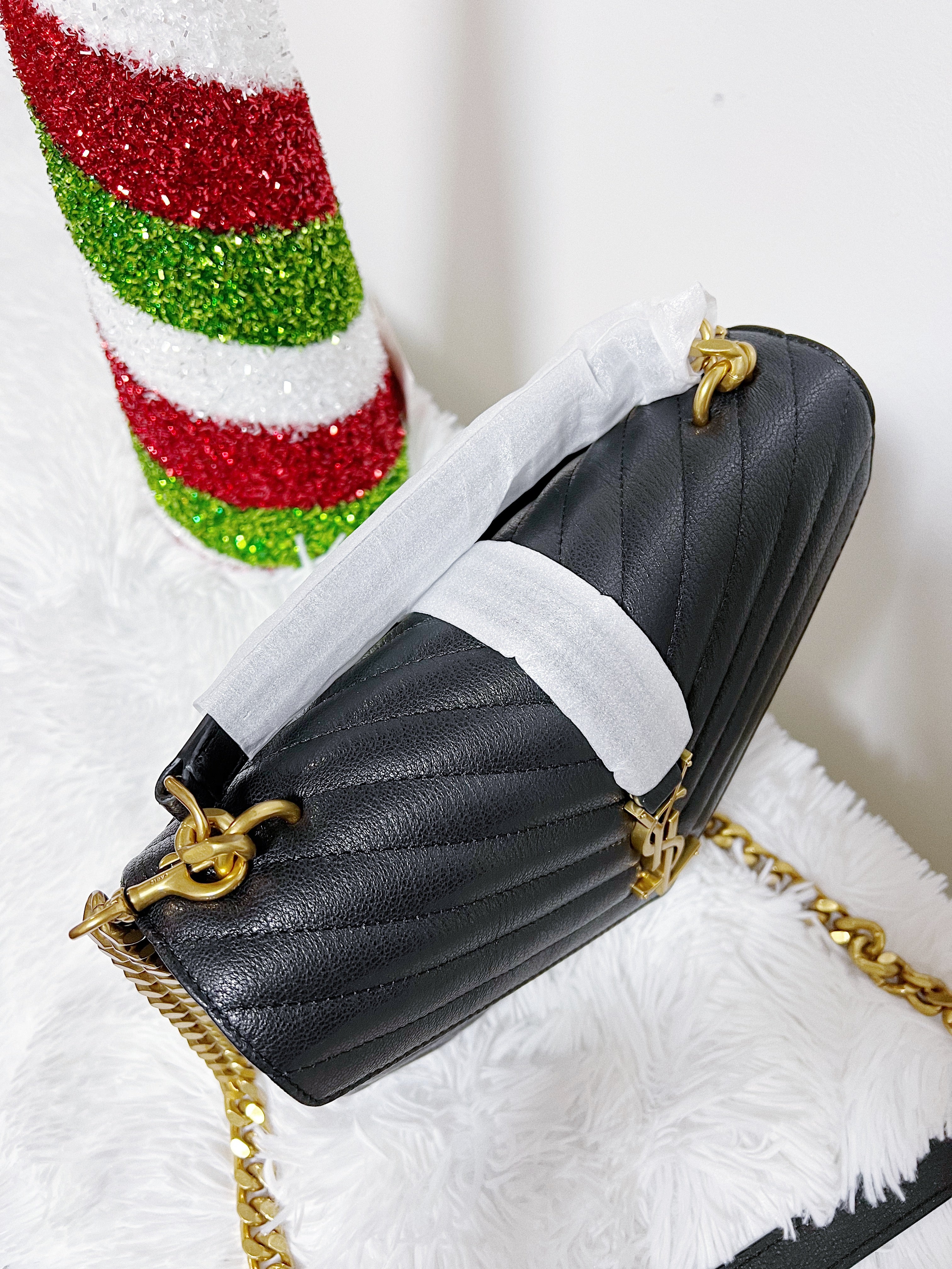 [TOP] Yves Saint Laurent YSL College Small Bag - Black w GHW