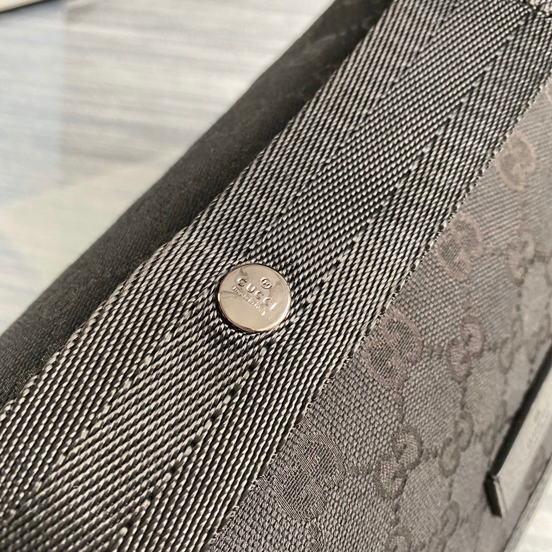 [TOP] GUCCI G*G Canvas Diaper Bag - Black