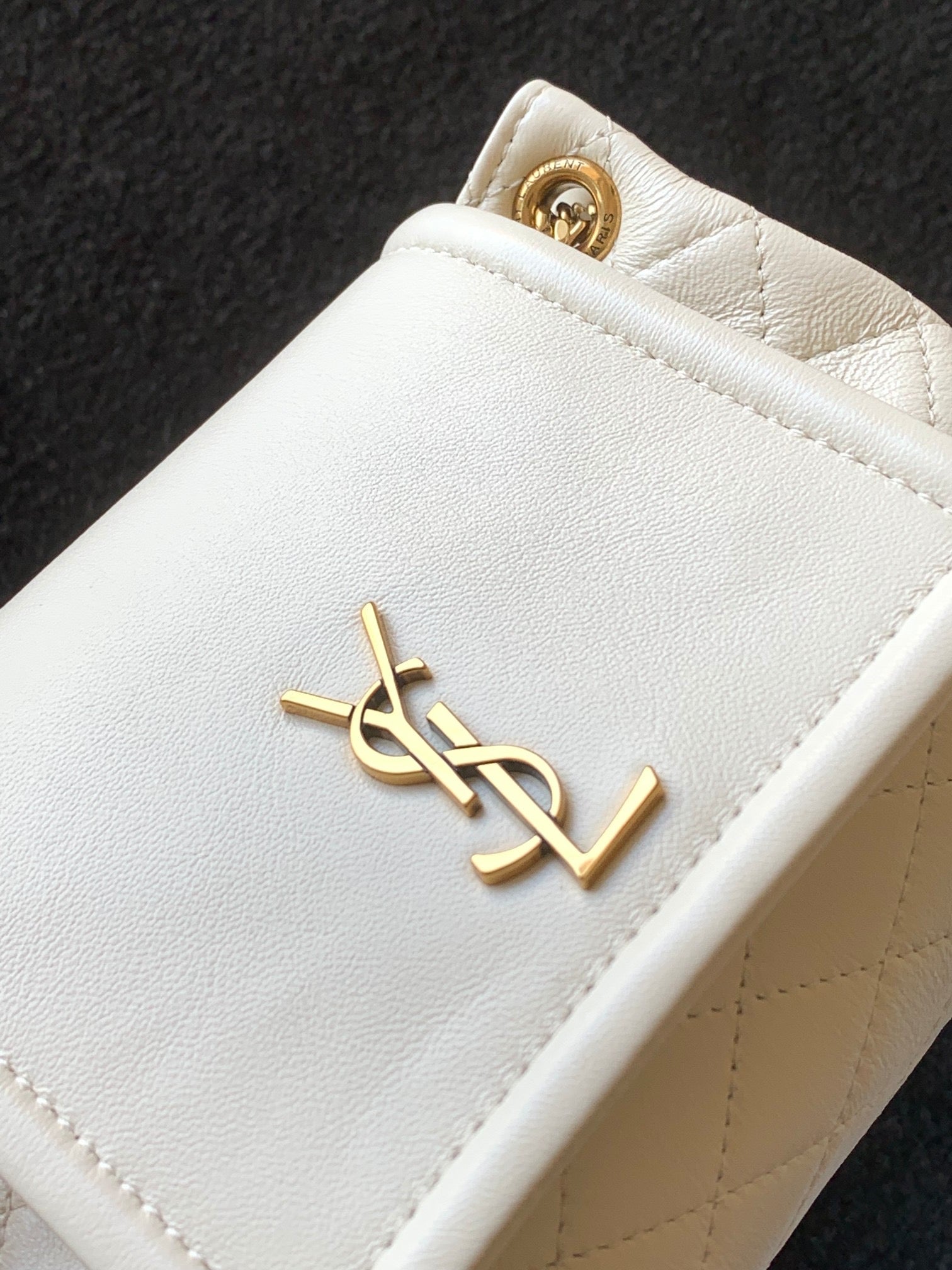 [TOP] Yves Saint Laurent YSL Mini Nolita Bag - White GHW