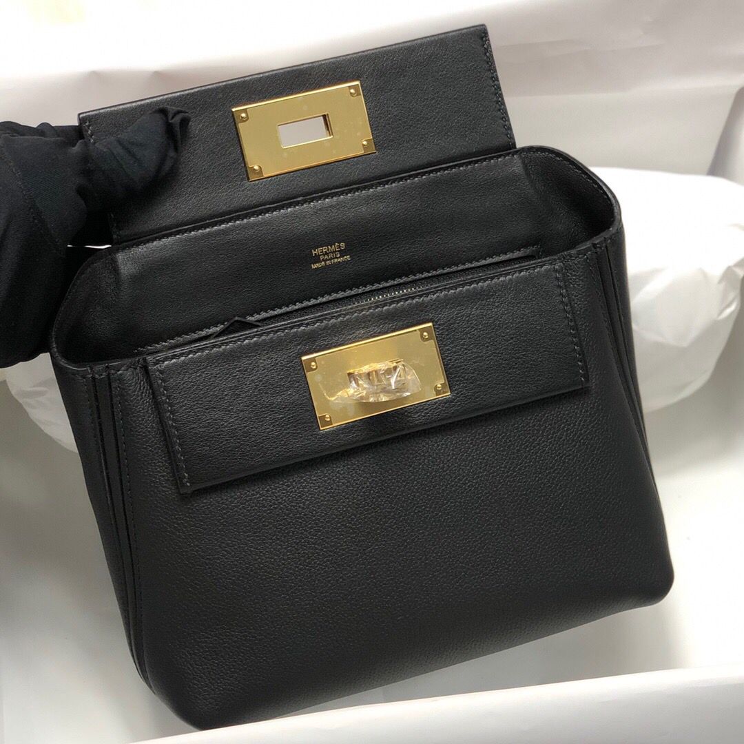 [TOP] HERMES Mini 24/24 Bag 21cm - Black & GHW