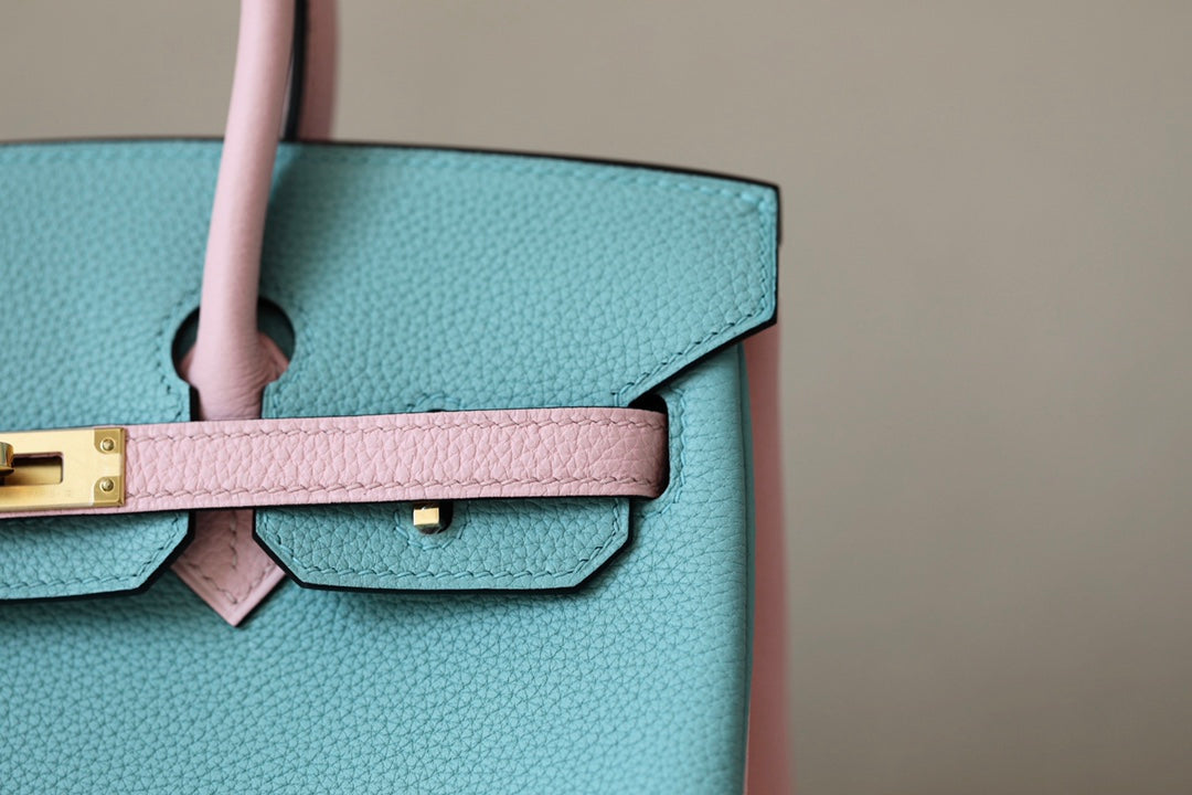[TOP] HERMES Birkin 2 Tone Togo Bag 30cm - Blue and Pink (Customised)