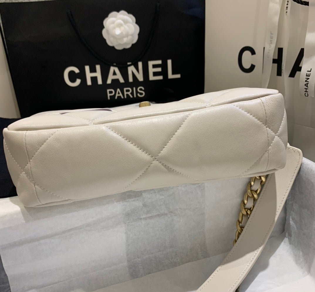 [TOP] CHANEL 19 Bag Small 26cm - White Grey